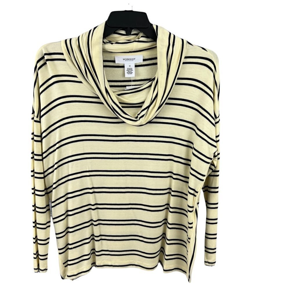 Workshop Republic Clothing Tan Black Stripe Cowl‎ Neck Shirt M